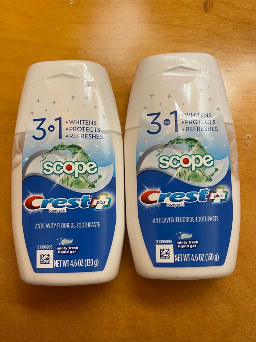 NEW Crest 3-in-1 Scope Minty Fresh Gel Toothpaste - 2 Pack